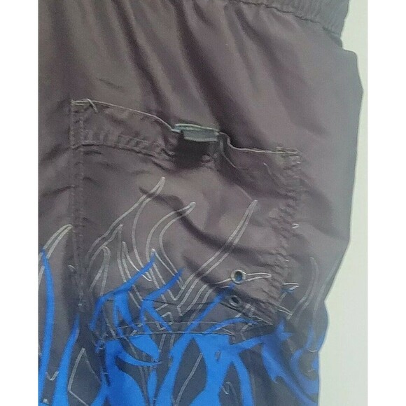 Joe Boxer Swim Trunks‎ Men's Medium Blue Black Mesh Lined Drawstring Band GUC - Picture 3 of 9